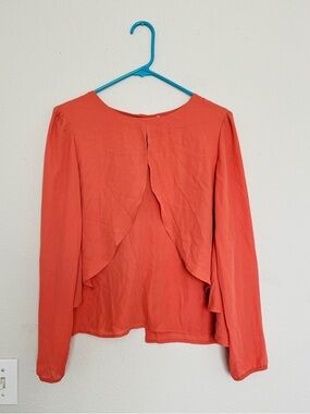 Forever 21 Coral Long-Sleeve Open Layer Back Blouse